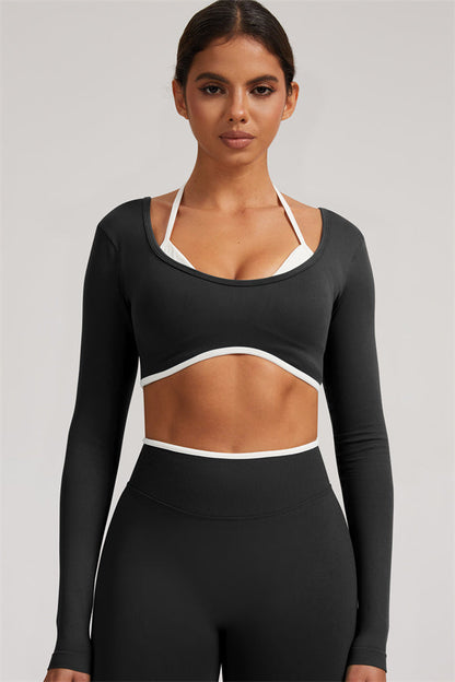 Long Sleeve Crop top Shorts 2-Piece Set