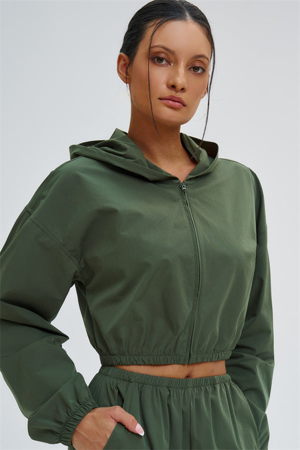 Crop Hoodie + Sweatpants 2-Piece Set