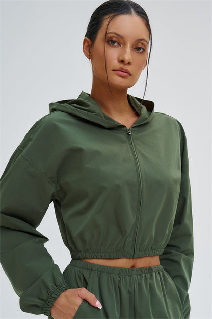 Crop Hoodie + Sweatpants 2-Piece Set