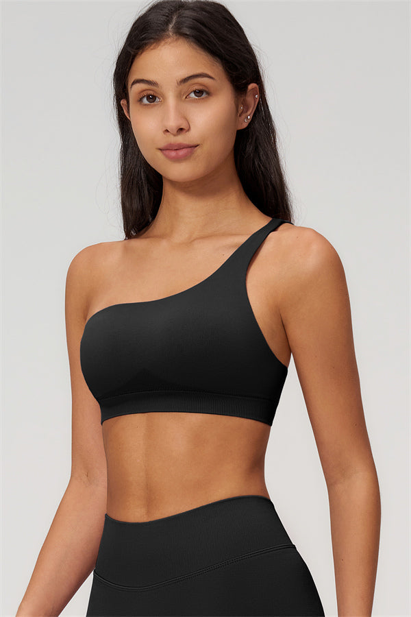 One-Shoulder Sports Bra Shorts 2-Piece Set