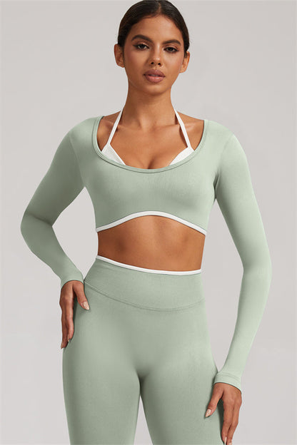 Long Sleeve + Crop Top Leggings 2-Piece Set