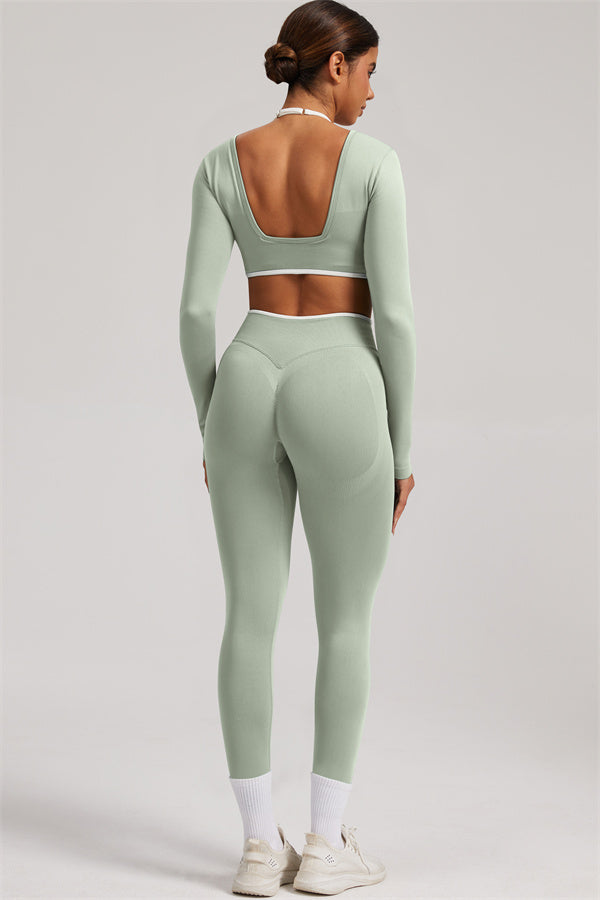 Long Sleeve + Crop Top Leggings 2-Piece Set