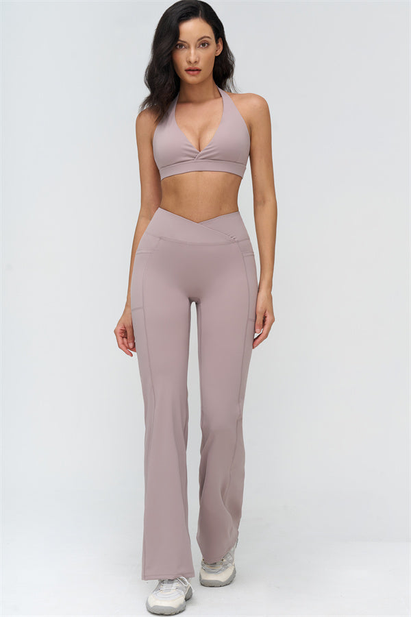 Deep V-Neckline Sports Bra