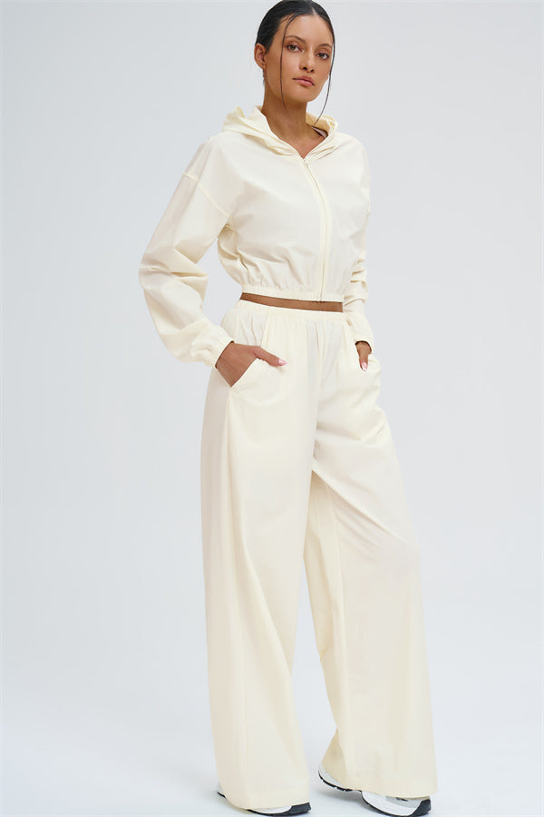 Crop Hoodie + Sweatpants 2-Piece Set