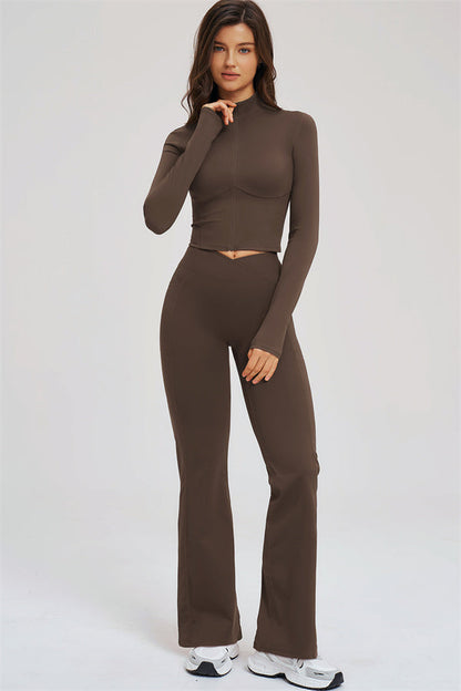 Zip Jacket + Flared Leggings 2-Piece Set