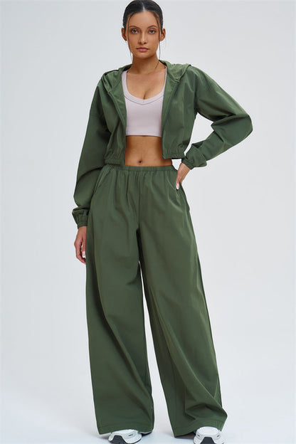 Crop Hoodie + Sweatpants 2-Piece Set