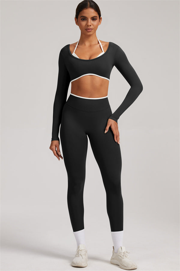 Long Sleeve + Crop Top Leggings 2-Piece Set