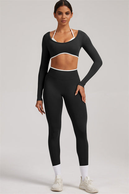 Long Sleeve + Crop Top Leggings 2-Piece Set