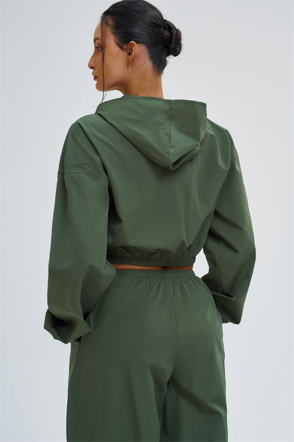 Crop Hoodie + Sweatpants 2-Piece Set