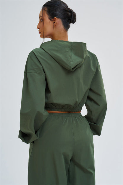 Crop Hoodie + Sweatpants 2-Piece Set