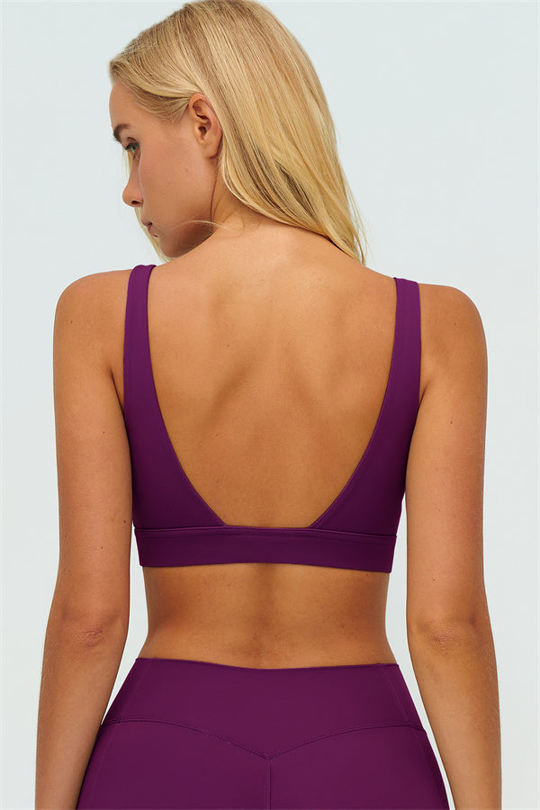 V-Back Sports Bra Flared Leggings 2-Piece Set