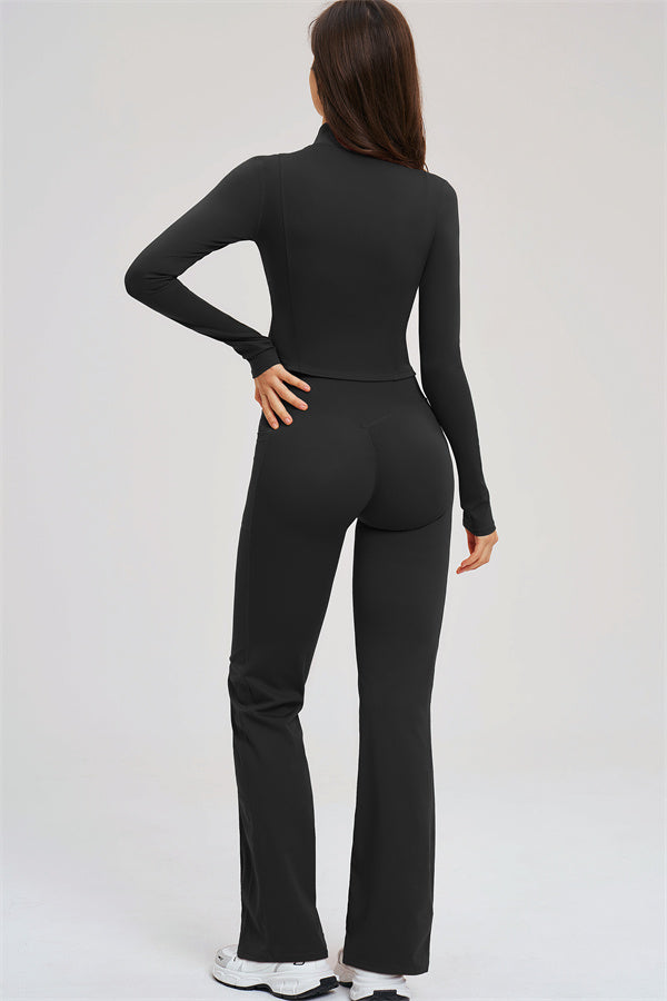 Zip Jacket + Flared Leggings 2-Piece Set