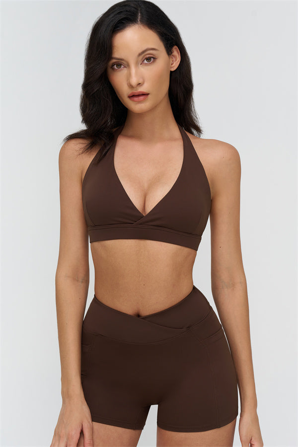 Deep V-Neckline Sports Bra