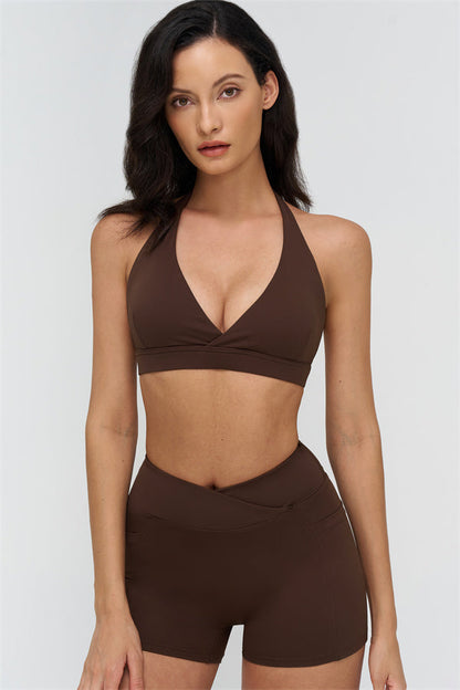 Deep V-Neckline Sports Bra
