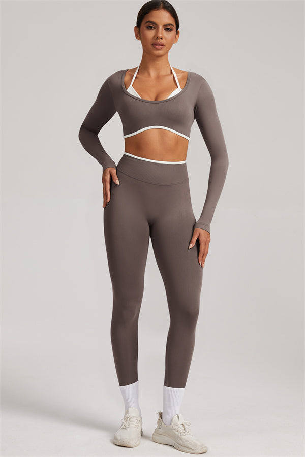 Long Sleeve + Crop Top Leggings 2-Piece Set