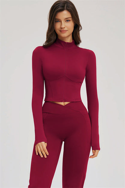 Zip Jacket + Flared Leggings 2-Piece Set