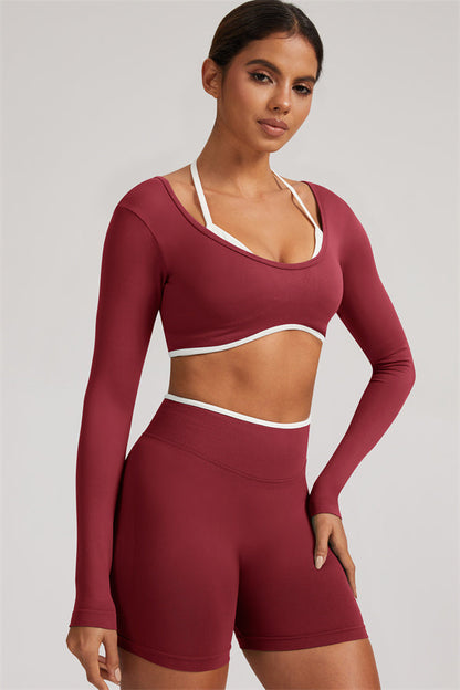 Long Sleeve Crop top Shorts 2-Piece Set