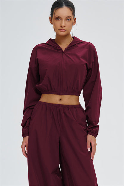 Crop Hoodie + Sweatpants 2-Piece Set