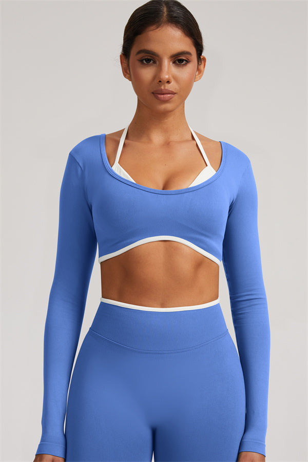 Long Sleeve Crop top Shorts 2-Piece Set