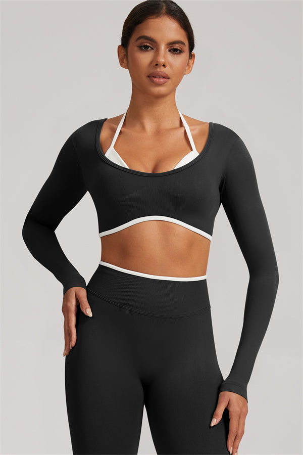 Long Sleeve + Crop Top Leggings 2-Piece Set