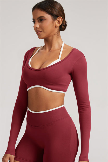 Long Sleeve Crop top Shorts 2-Piece Set