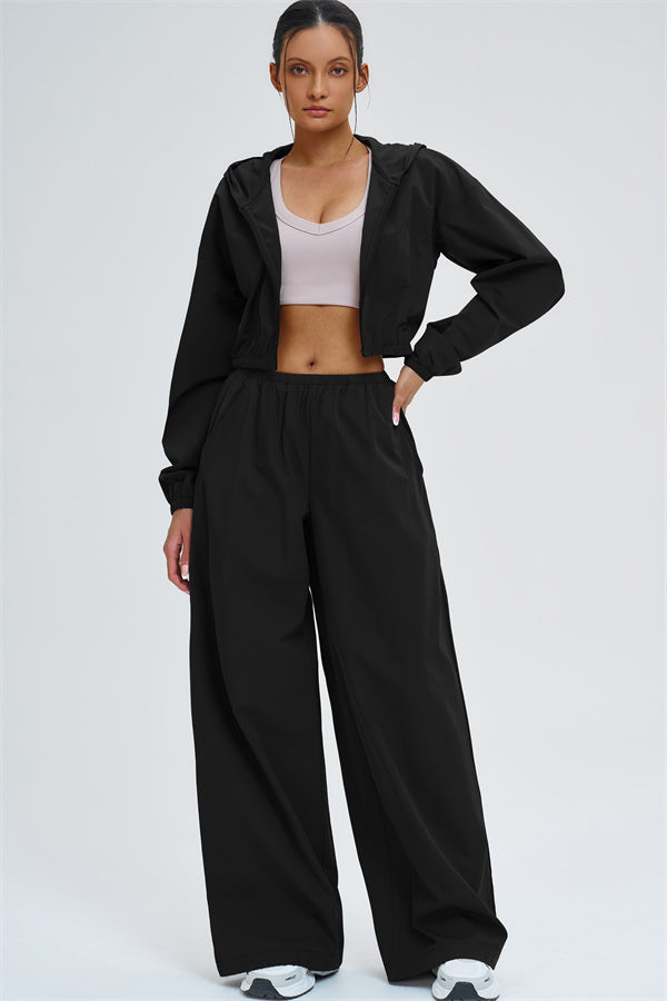 Crop Hoodie + Sweatpants 2-Piece Set