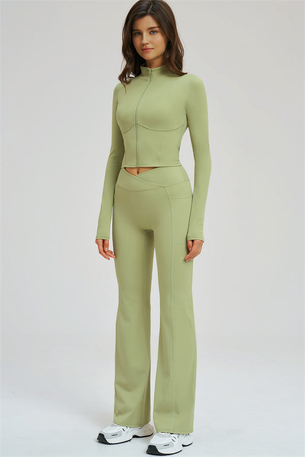 Zip Jacket + Flared Leggings 2-Piece Set