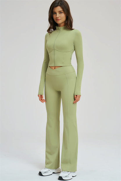 Zip Jacket + Flared Leggings 2-Piece Set