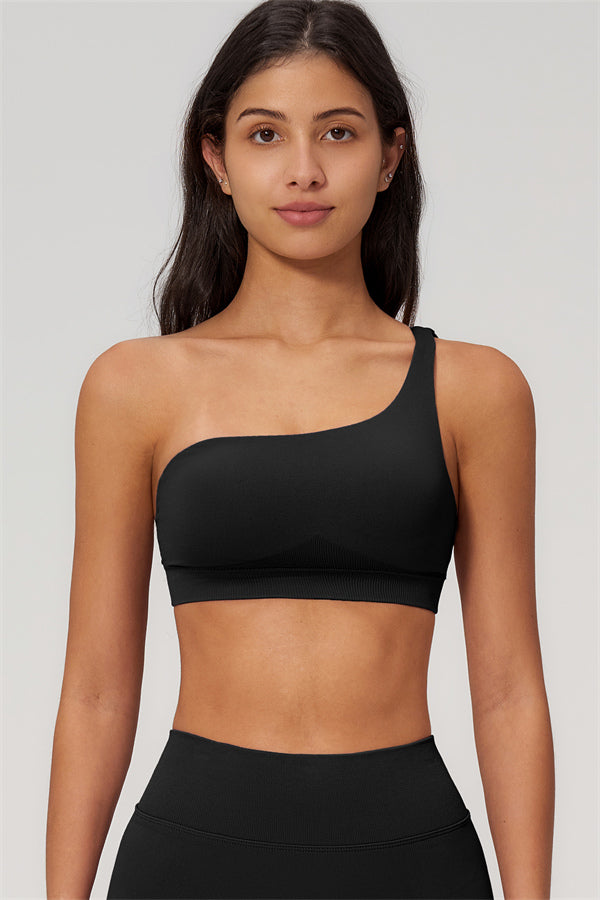 One-Shoulder Sports Bra Shorts 2-Piece Set