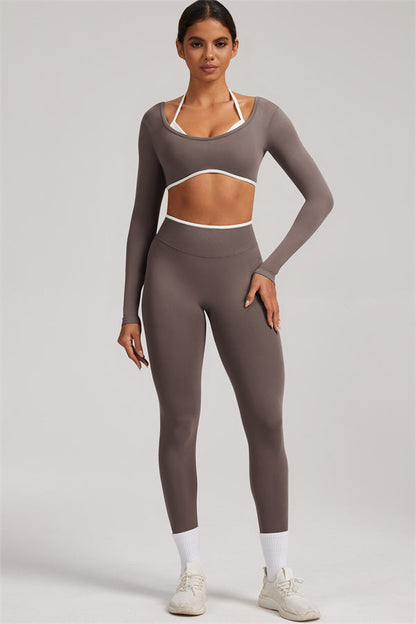 Long Sleeve + Crop Top Leggings 2-Piece Set