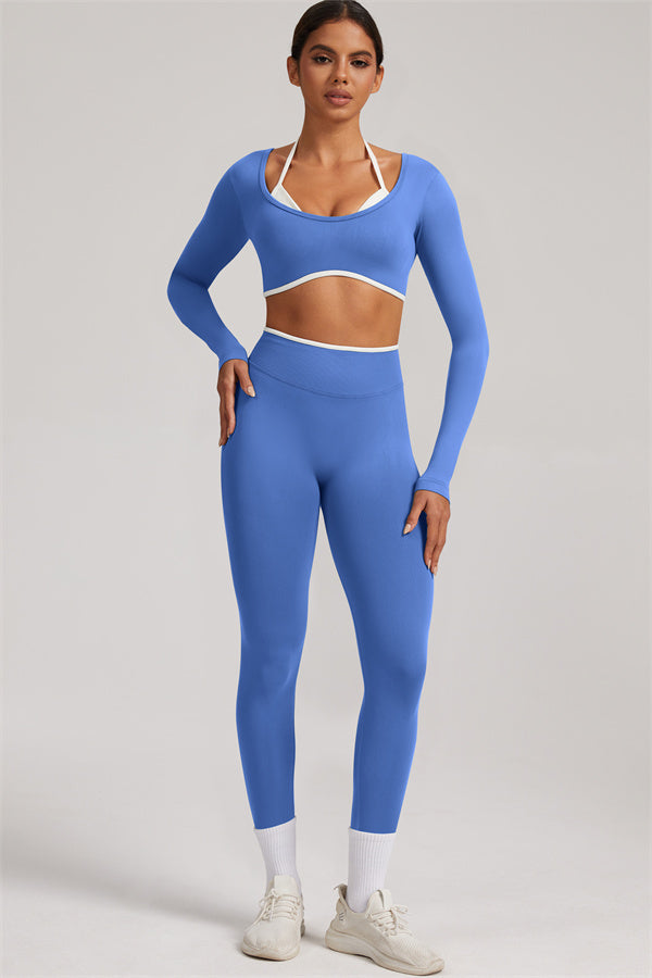 Long Sleeve + Crop Top Leggings 2-Piece Set