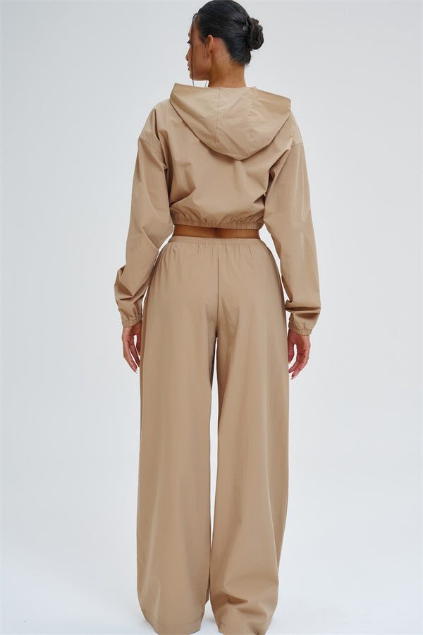 Crop Hoodie + Sweatpants 2-Piece Set