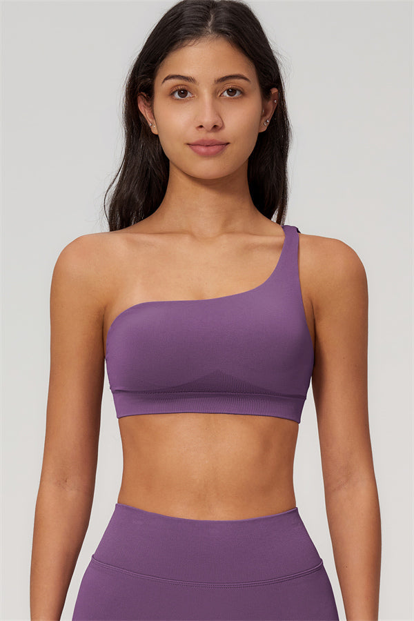 One-Shoulder Sports Bra Shorts 2-Piece Set
