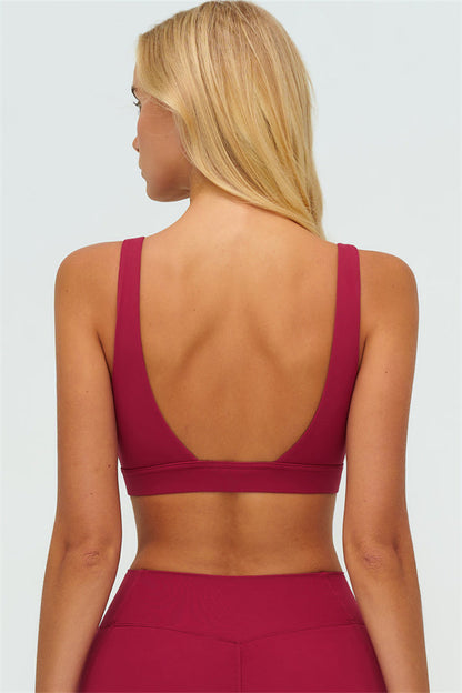 V-Back Sports Bra Flared Leggings 2-Piece Set