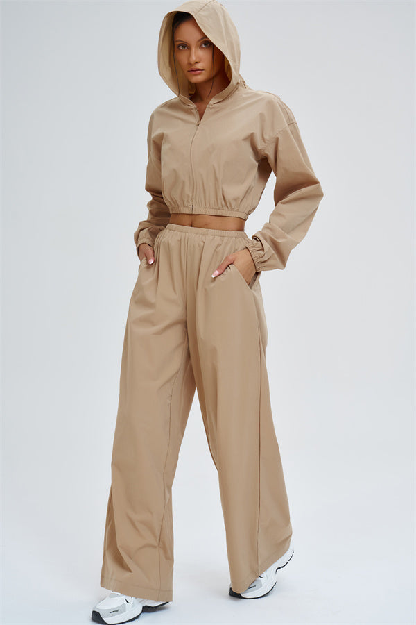 Crop Hoodie + Sweatpants 2-Piece Set