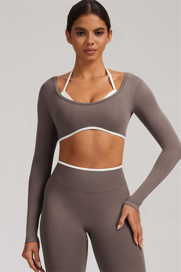 Long Sleeve + Crop Top Leggings 2-Piece Set