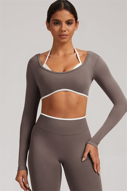 Long Sleeve + Crop Top Leggings 2-Piece Set