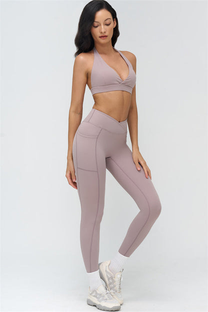 Deep V-Neckline Sports Bra