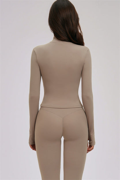 Zip Jacket Cross Back Sports Bra Leggings 3-Piece Set