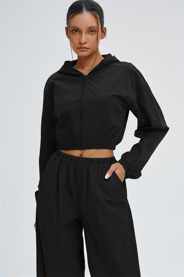 Crop Hoodie + Sweatpants 2-Piece Set