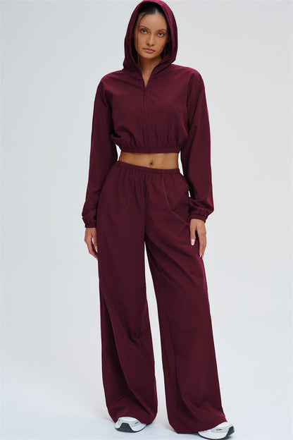 Crop Hoodie + Sweatpants 2-Piece Set