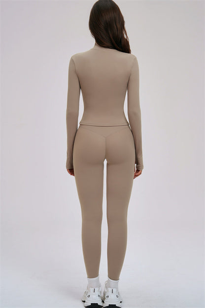 Zip Jacket Cross Back Sports Bra Leggings 3-Piece Set
