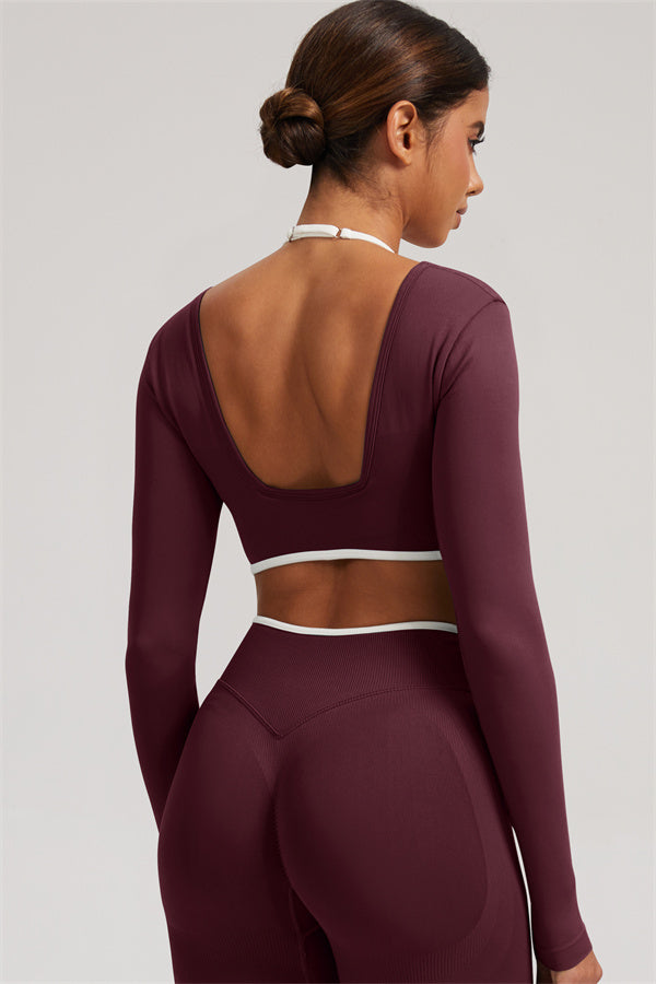 Long Sleeve Crop top Shorts 2-Piece Set