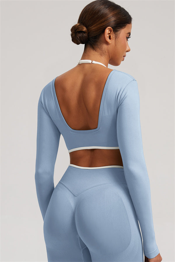 Long Sleeve Crop top Shorts 2-Piece Set