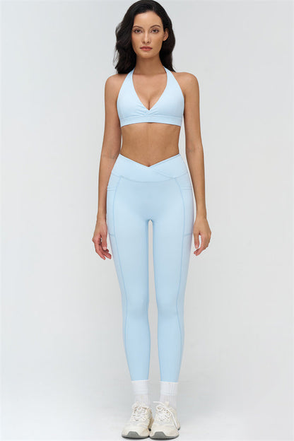 Deep V-Neckline Sports Bra