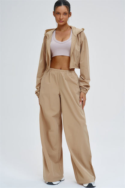 Crop Hoodie + Sweatpants 2-Piece Set