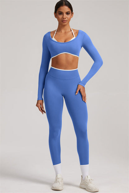 Long Sleeve + Crop Top Leggings 2-Piece Set