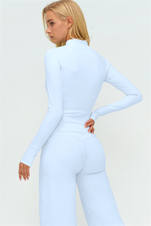Zip Jacket New Straight Leg Pants 2-Piece Set