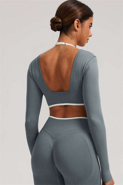 Long Sleeve Crop top Shorts 2-Piece Set