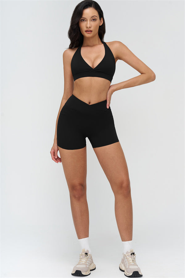 Deep V-Neckline Sports Bra